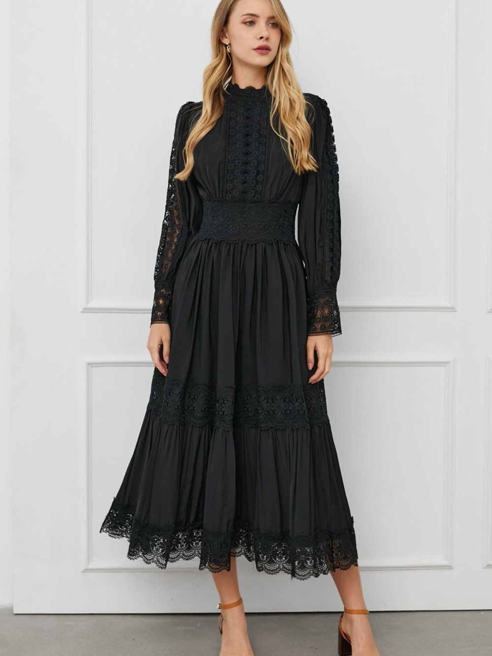 Chicwish Black Lace Maxi Dress